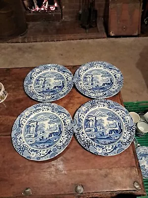 Buy 4x Italian Blue Spode Dinner Plates (9 Inches) (Db) • 29.99£