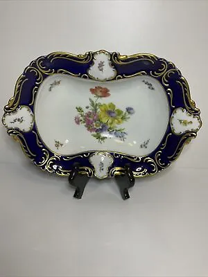 Buy Stunning Vintage Large Lindner Kueps Bavarian Echt Cobalt Porcelain Dish 1035/31 • 105.68£