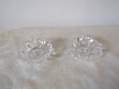 Buy Vintage Retro Pair Of Glass Flower Styled Candlestick Holders Taper Candles 9cm • 11.99£