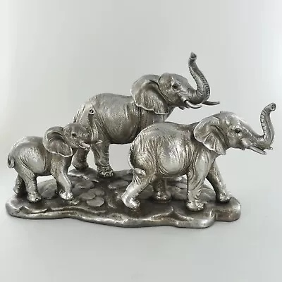 Buy Family Of Elephants Silver Ornament Statue Sculpture Home Decor Gift H41268 • 44.95£