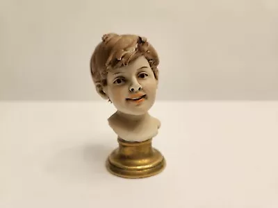 Buy Vintage Benacchio Signed Bisque Boy Miniature Bust Pedestal • 47.39£
