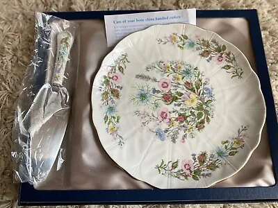 Buy Aynsley England Wild Tudor Fine Bone China 10in Cake Plate Set + Box • 22.94£