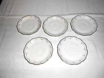 Buy 5 Vintage W H Grindley China White Scalloped Gold Trim Saucers England • 18.88£