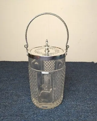Buy Antique Cut Glass & Silverplate Jam Jar /  Preserve Jar With Lid & Swing Handle  • 14.99£