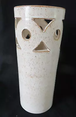 Buy Kingwood Pottery - Greyshot - Vintage Cylinder Vase - Pierced 9 1/2  - Signed KP • 22£