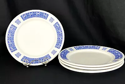 Buy Buffalo China Tien Hu Blue White Lotus  Dinner Plates, Set Of 4 Restaurant Ware • 15.17£