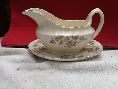 Buy Burleigh Ware Floral Gravy Boat With Saucer • 5.99£