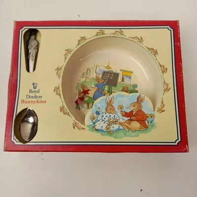 Buy Royal Doulton Bunnykins Nursery Set Baby Plate Feeding Spoon 1994 NIB -WRDC • 7.99£