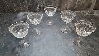 Buy Exquisite Rare EDWARDIAN Crystal CHAMPAGNE COUPES SAUCERS Glasses  Set Of 5 • 60£