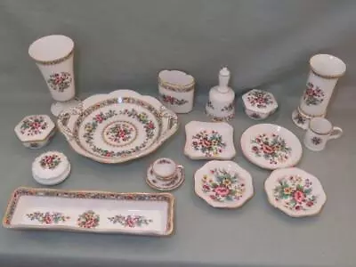 Buy Collection Of Coalport Ming Rose Bone China Trinket Dishes, Vases, Miniatures • 25£