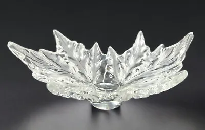 Buy Lalique 18  CHAMPS ELYSEES Crystal Glass Leaf Centerpiece Frosted Bowl France • 1,393.06£