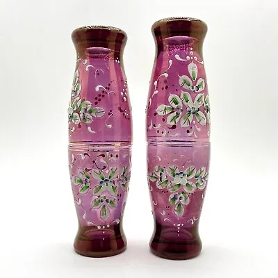 Buy Vintage Pcs 4 Cups Bohemian Crystal Glasses Flowers Drawn Art Deco Purple Enamel • 141.75£