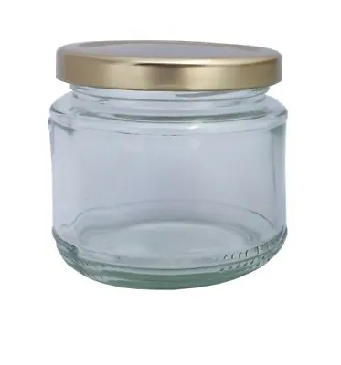 Buy Round Glass Jars Squat 200ml Jam Chutney Pickling Preserving With Lids • 10.95£