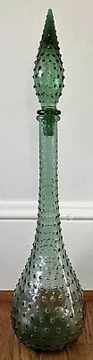Buy Vintage 1960s Green Hobnail Glass Decanter Genie Bottle W/ Stopper 22.5” MCM • 113.84£