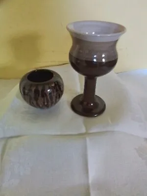 Buy Scottish Pottery Lochhead Kirkcudbright Goblet And Small Vase  • 9.99£
