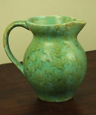 Buy Vintage Arthur Wood Vase Jug Pitcher Marbled Teal Sage Green Retro Art Deco   • 12£