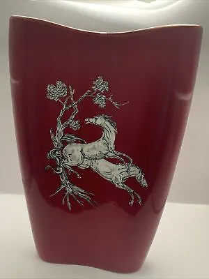 Buy Crown Devon Fieldings Red And White Pegasus Horse Vintage Vase Unusual Shape • 9.99£
