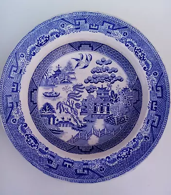 Buy Rare Antique Iron Stone China Large Soup Plate Old Willow Pattern • 9.99£