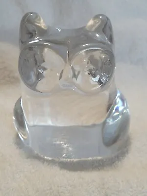 Buy Vintage Orrefors Crystal Glass Owl Paperweight  9.5x7.5cm Sweden (2 Sm Chips) • 24.55£