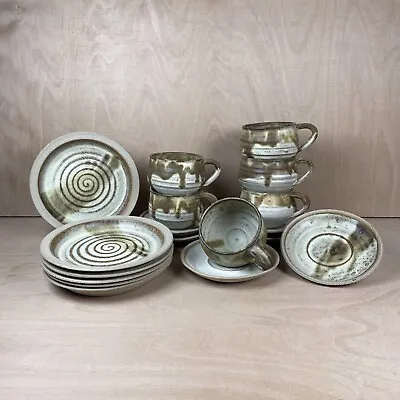 Buy St Ives Vintage 70s Mid Century Anchor Studio Pottery Cornwall Cups Saucers Set • 64.95£