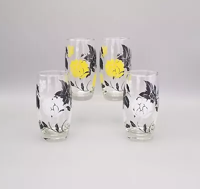 Buy Ravenhead Chunkies Drinking Glasses Black Yellowwhite Flowers 1970s X4 • 14.99£