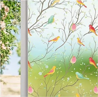 Buy 2M Frosted Bird Removable Window Film Privacy Stained Cling Static Glass Sticker • 7.49£