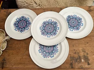 Buy Vintage Alfred Meakin Dinner Plates X4 Purple Design Great Retro Pattern 26.5cm • 19.99£