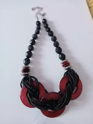 Buy Marks And Spencer M&S Beaded Necklace Red And Black Beaded • 6.99£