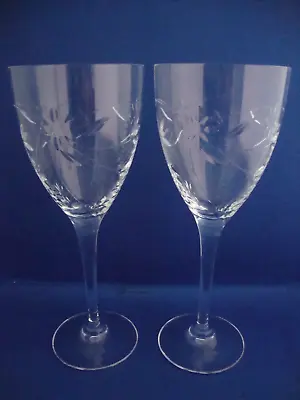 Buy 2 X Royal Doulton Crystal Jasmine Water Goblet Lge Wine Glasses - Not Signed • 64.95£