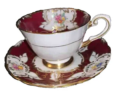 Buy Vintage Tuscan Fine English Bone China Red Floral Tea Cup And Saucer • 27.45£