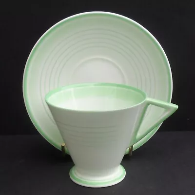 Buy A Shelley Art Deco  Bands & Lines  12992 Eve Shape Demitasse Cup & Saucer C.1938 • 55£