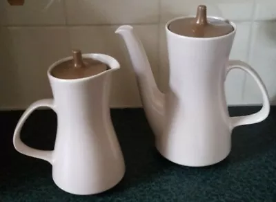 Buy Poole Pottery  COFFEE / TEA POT  & WATER POT   Mushroom Brown And Sepia Two Tone • 14.99£