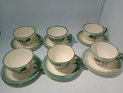 Buy Poole Pottery 6 X Vineyard Vine Grapes Cups And Saucers • 16.50£