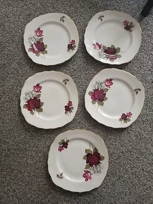 Buy 5 X Royal Vale Side Plates Roses Pattern • 5£
