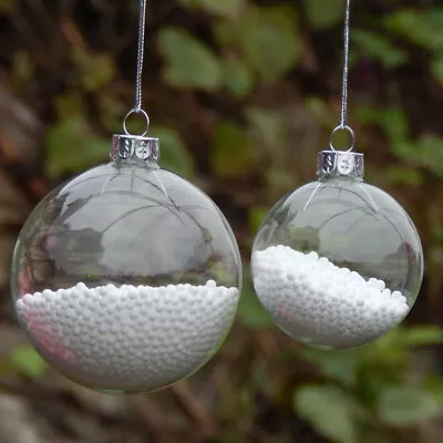 Buy 8/10cm Large Hanging Clear Glass Baubles Ball DIY Fillable Sphere Ornament 5-50x • 72.95£