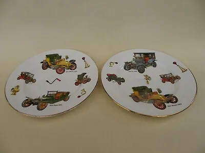Buy Royal Crown Duchy Fine Bone China Pair Of 8  Salad Plates Vintage Cars Theme. • 27.50£
