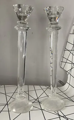 Buy M&S Faceted Glass Tall Candlestick Pair Candle Sticks Art Deco Style • 34.99£