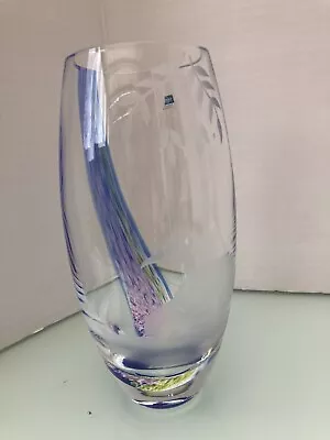 Buy Caithness Art Glass Vase Etched Swimming Swan Multicolour 20cm Tall No Box • 15£
