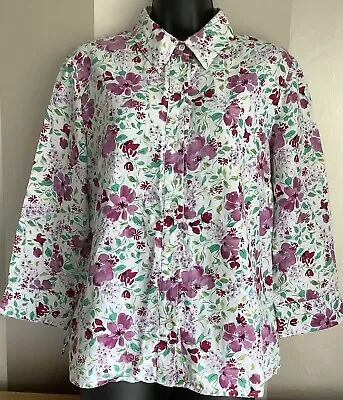 Buy Laura Ashley Pink Mix Linen Floral Blouse Size 14 • 3.99£