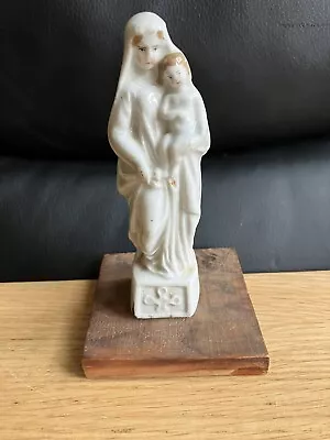 Buy Antique Staffordshire Pottery Figure-MARY/ Jesus  On Wooden Base 5” Stoneware • 28.95£