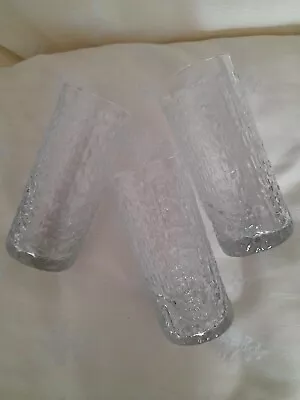 Buy SET OF 3 X RIPPLE EFFECT CLEAR GLASS TALL TUMBLERS • 4.50£