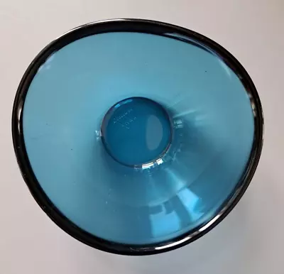 Buy Swedish ~ Vintage Sven Palmquist Blue Glass Bowl Orrefors ~ Triangulated Rim 60s • 6£