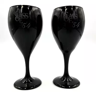 Buy Black Amethyst Wine Water Glass Stem Goblets Etched Class Of ‘54 Lot Of 2 • 12.44£