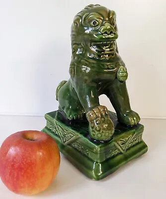 Buy Vintage Foo Dog Lion Guardian Statue Figurine Feng Shui Green Glazed Pottery Ap4 • 32£