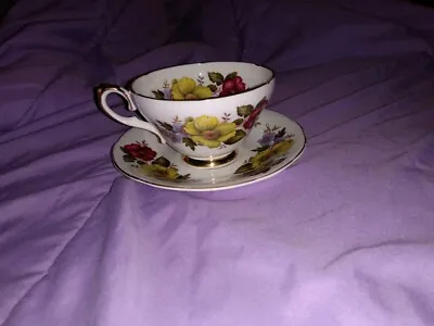 Buy Royal Sutherland Multi Colored Flowers Tea Cup & Saucer Vintage England • 14.20£