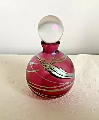 Buy Okra Studio Glass Perfume Bottle Iridescent Pink Silver Original Sticker England • 15£
