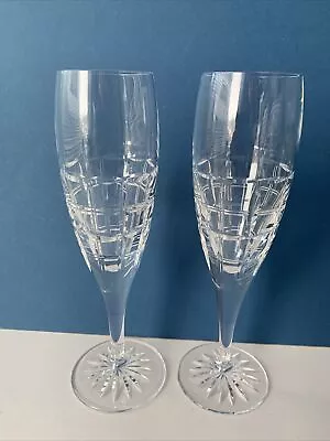 Buy 2 Crystal Cut  Star Base Champagne Flutes Very Good Quality. 20cm Tall • 16£