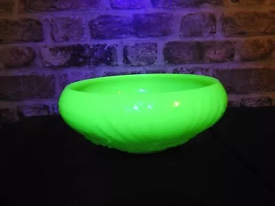 Buy Jobling Art Deco Green Glass Fruit Bowl - #6000- Uranium Jadeite Excellent • 65£