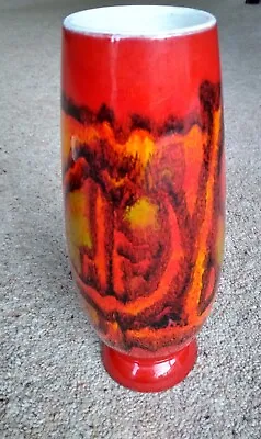 Buy 1970s Orange/ Red Poole Pottery Vase In Delphis Pattern • 19.99£