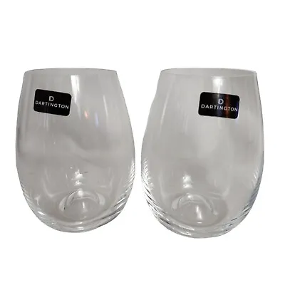 Buy DARTINGTON Crystal Set Of 2 Stemless 14 Oz Wine Glasses NEW No Box 4.5” Tall • 28.44£
